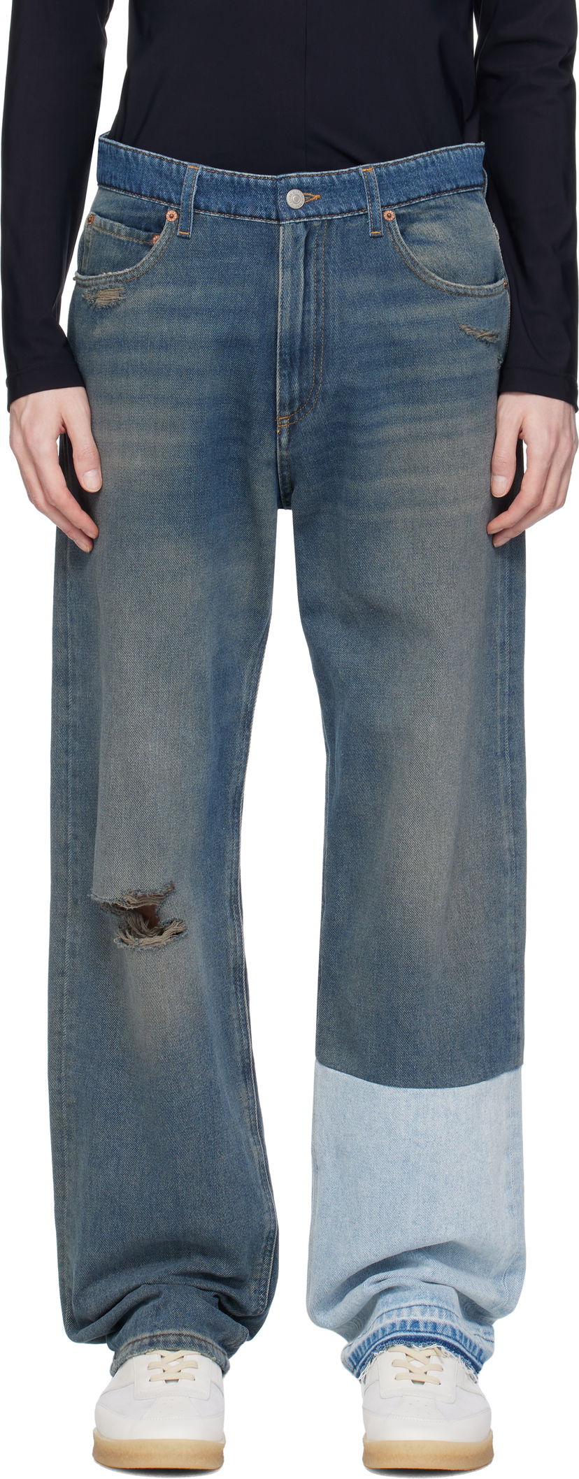 Jeans Maison Margiela MM6 Maison Margiela Five-Pocket Distressed Jeans Blå | SH0LA0017 M30017