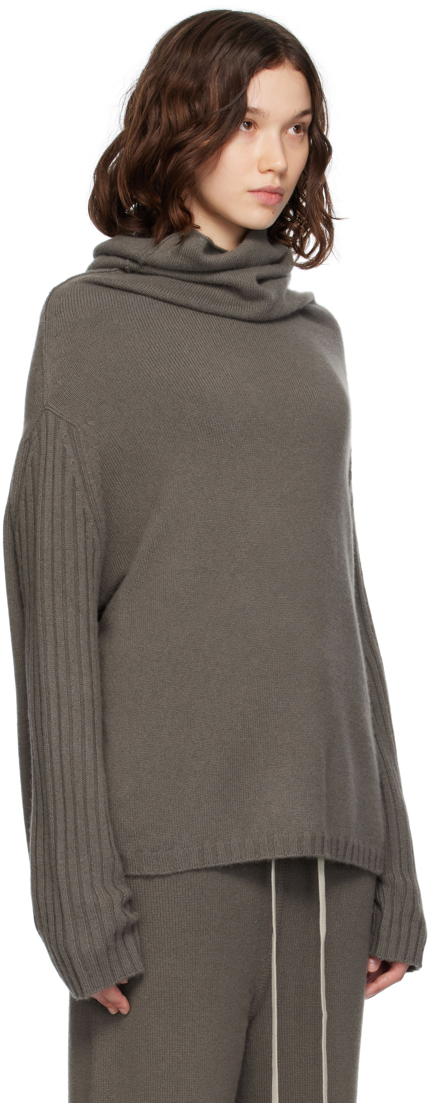 Sweater Rick Owens Rick Owens Concordians Rasato Cashmere Knit Turtleneck Grå | RP02E4674 KLWS, 1