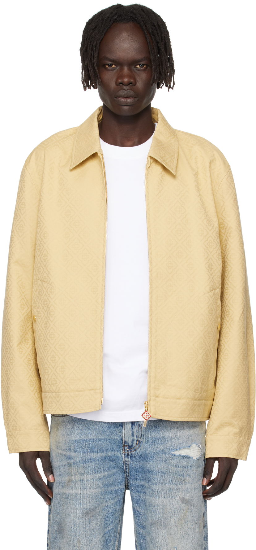 Jakke Casablanca Casablanca Monogram Jacquard Jacket Gul | MPF25-JK-378-01