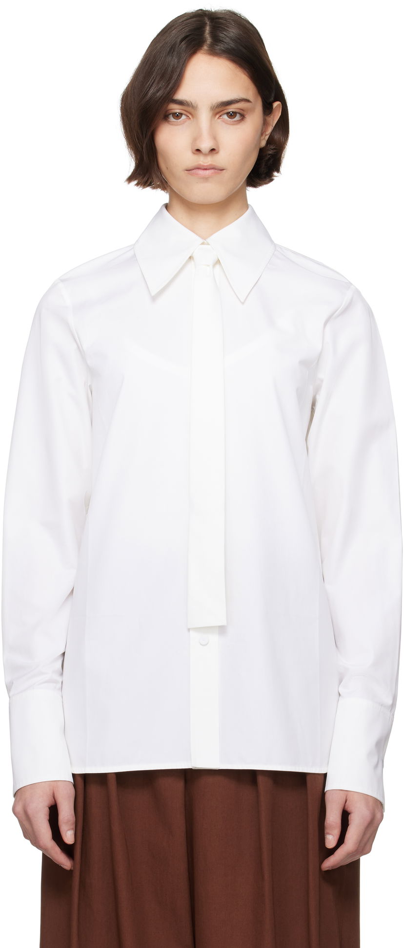 Skjorte Jil Sander Jil Sander Cotton Poplin Tie Shirt Hvid | J03DL0196_J45002