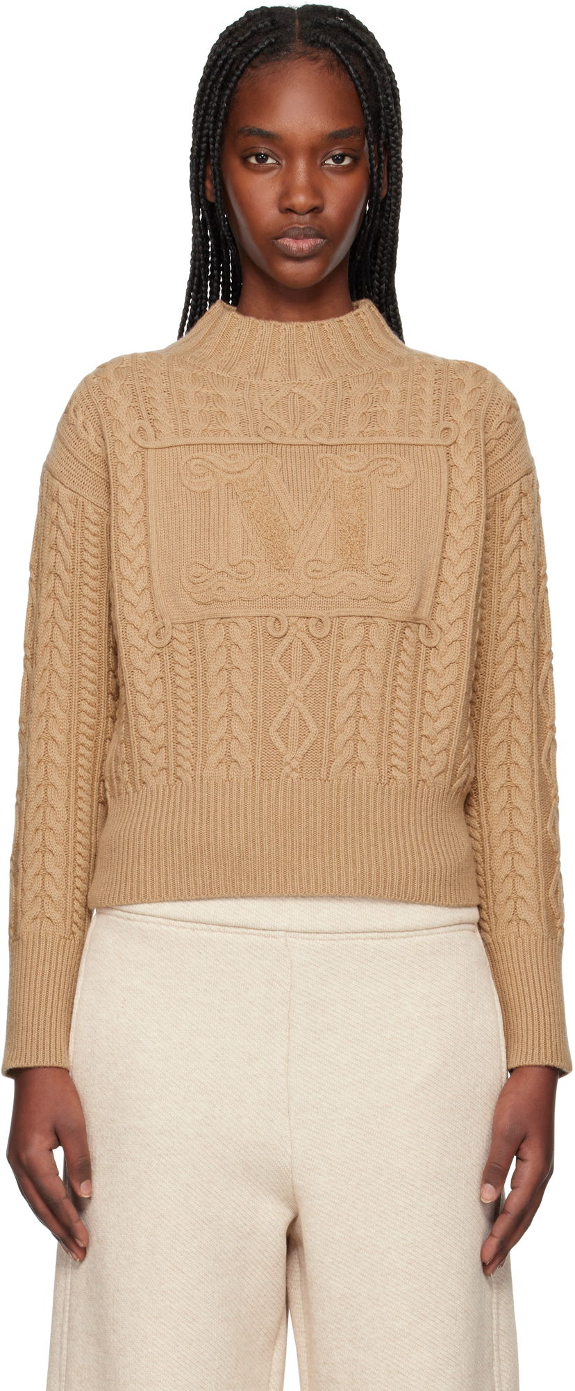Sweater Max Mara Max Mara Miranda Cable Knit Sweater Brun | 2511361041600