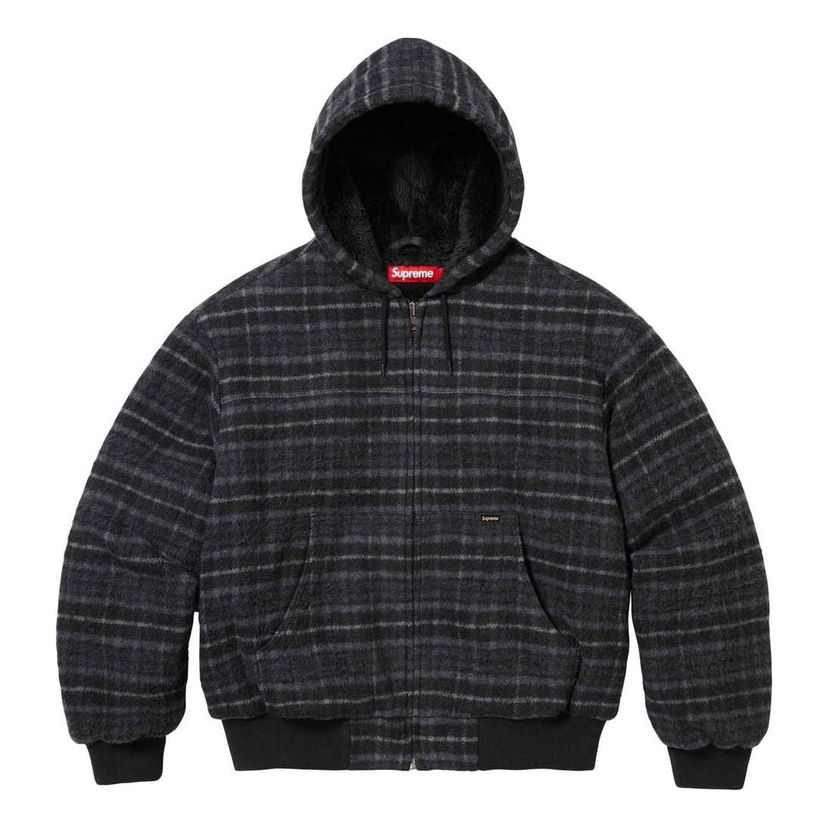 Bomberjakke Supreme Plaid Wool Hooded Work Jacket Sort | SUP-FW23-075