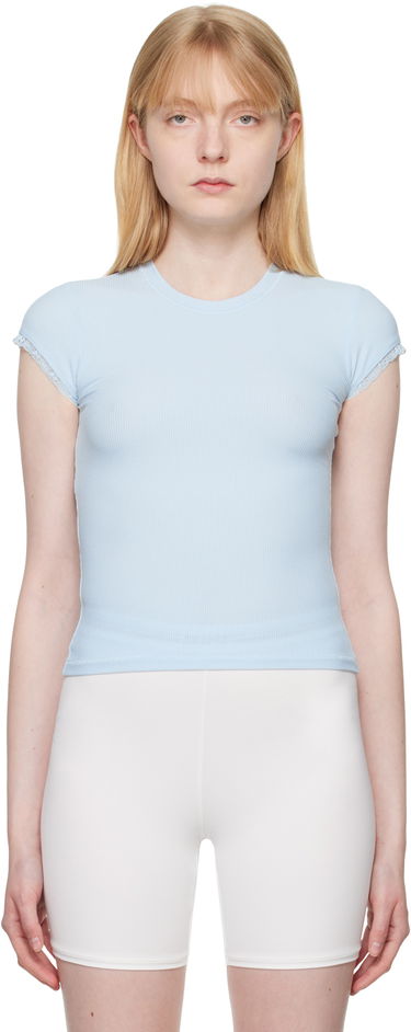 T-shirt SKIMS Blue Soft Lounge Lace T-Shirt Blå | ST-SST-5688W, 0