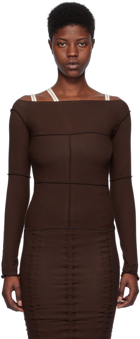 T-shirt Baserange Cinder Long Sleeve Top Brun | TOCL-RB-SP24