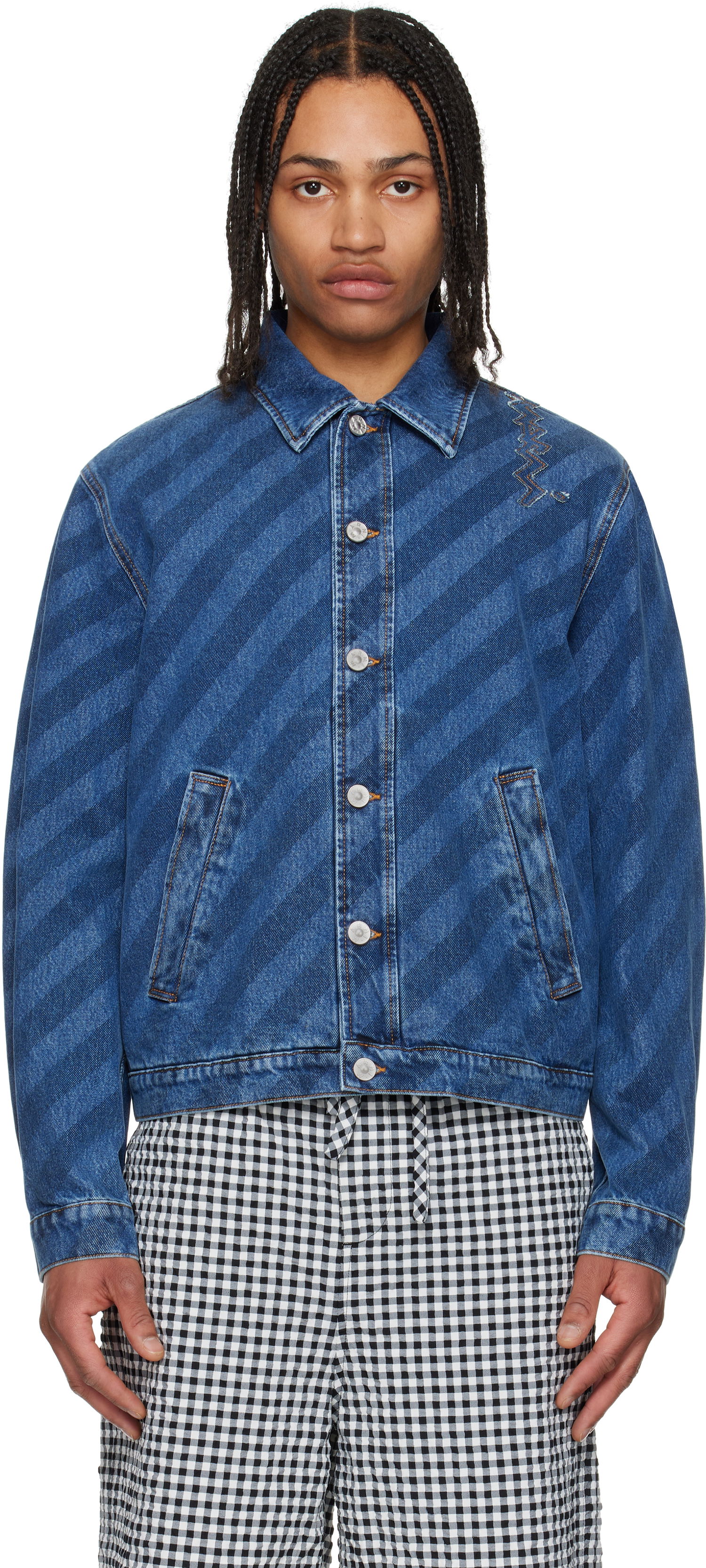 Jakke Marni Marni Striped Denim Jacket Blå | JUJU0050S0 USCX36, 0