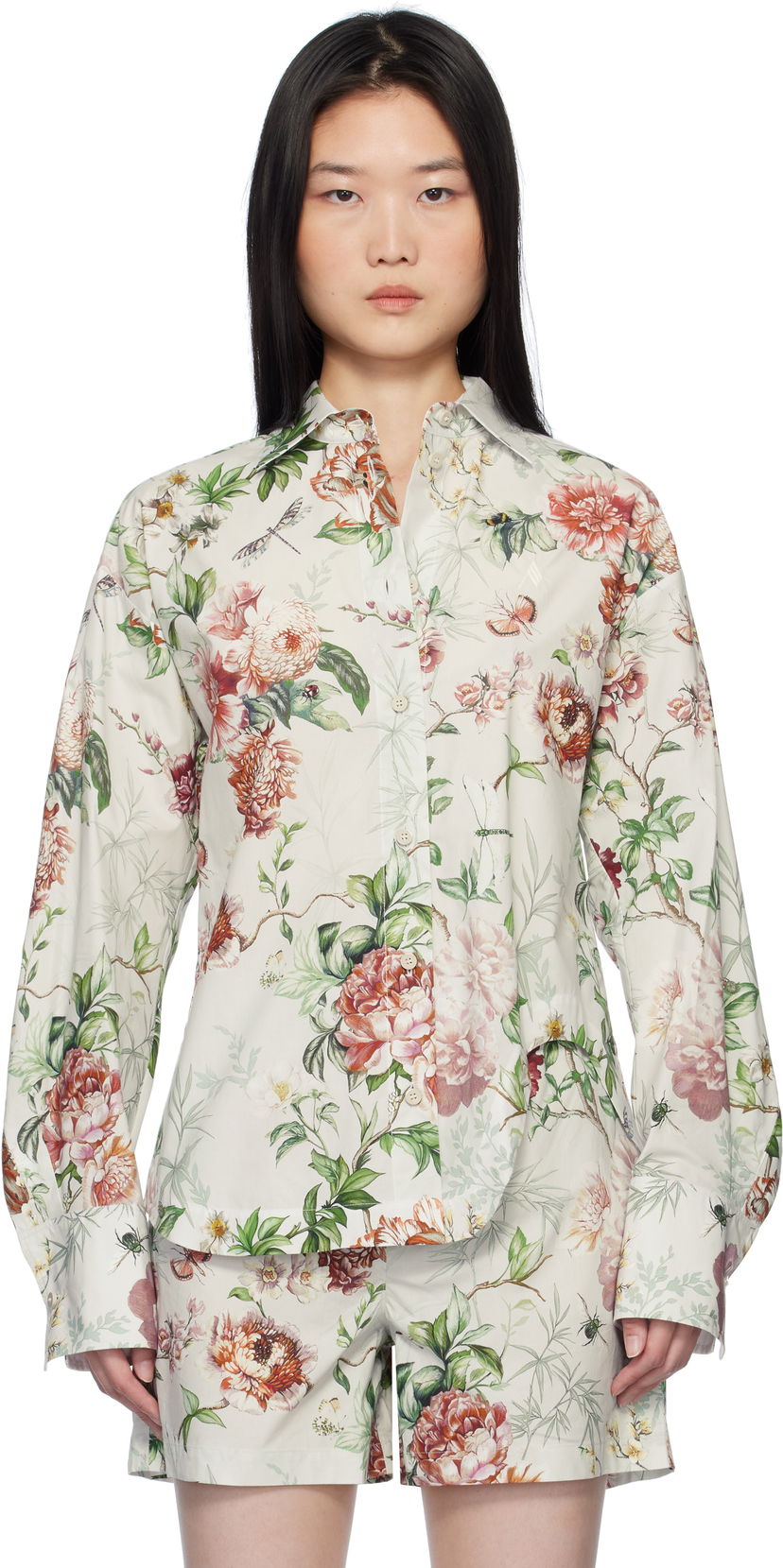 Skjorte The Attico Attico Eliza Floral-Print Long Sleeve Shirt Flerfarvet | 250WCH00014 CCC053PR