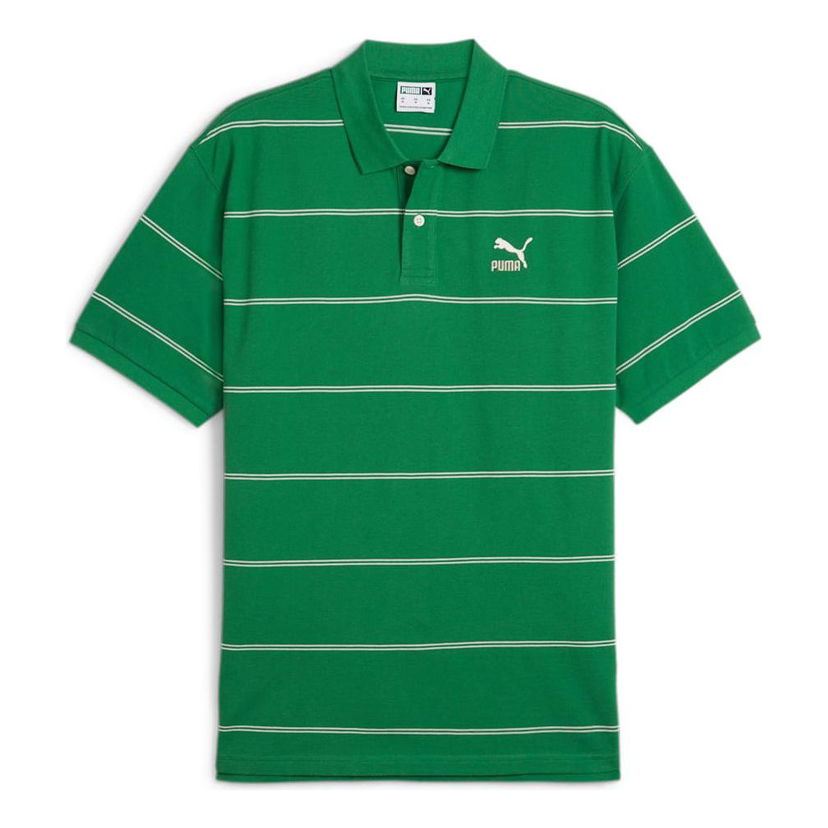Polo skjorte Puma TEAM Striped Polo Shirt Grøn | 627122-86