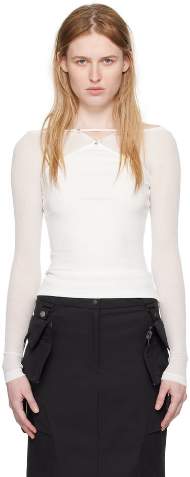 Tanktop Dion Lee Pierced Long Sleeve T-Shirt Hvid | C3186SS24, 0