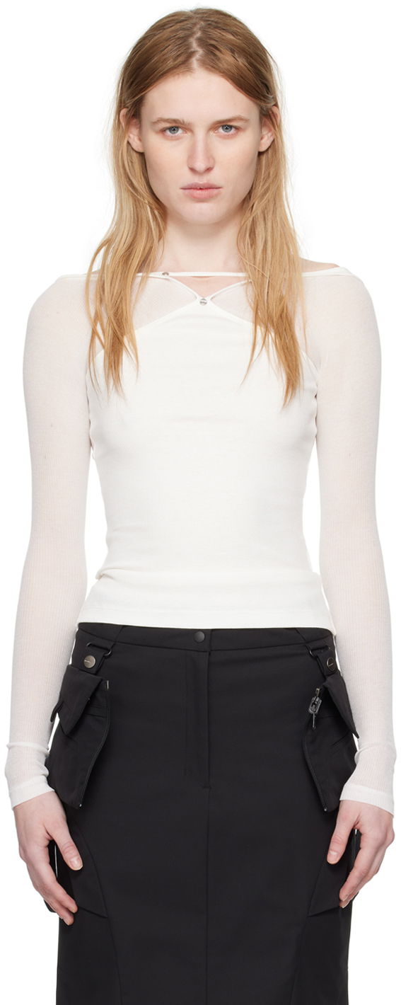 Tanktop Dion Lee Pierced Long Sleeve T-Shirt Hvid | C3186SS24
