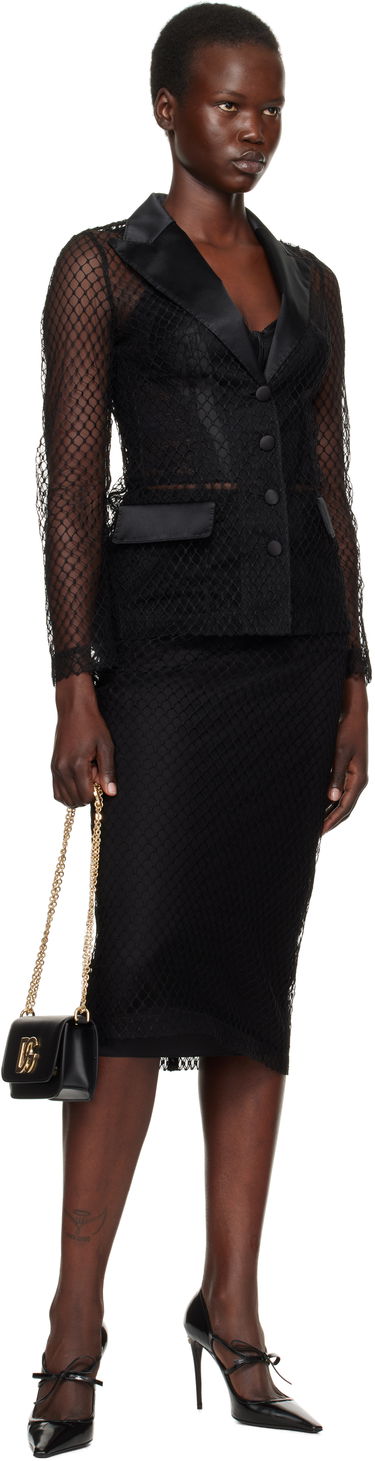 Håndtaske Dolce & Gabbana 'Dolce' Mesh Tuxedo Jacket Sort | F27BUT HLM83, 3