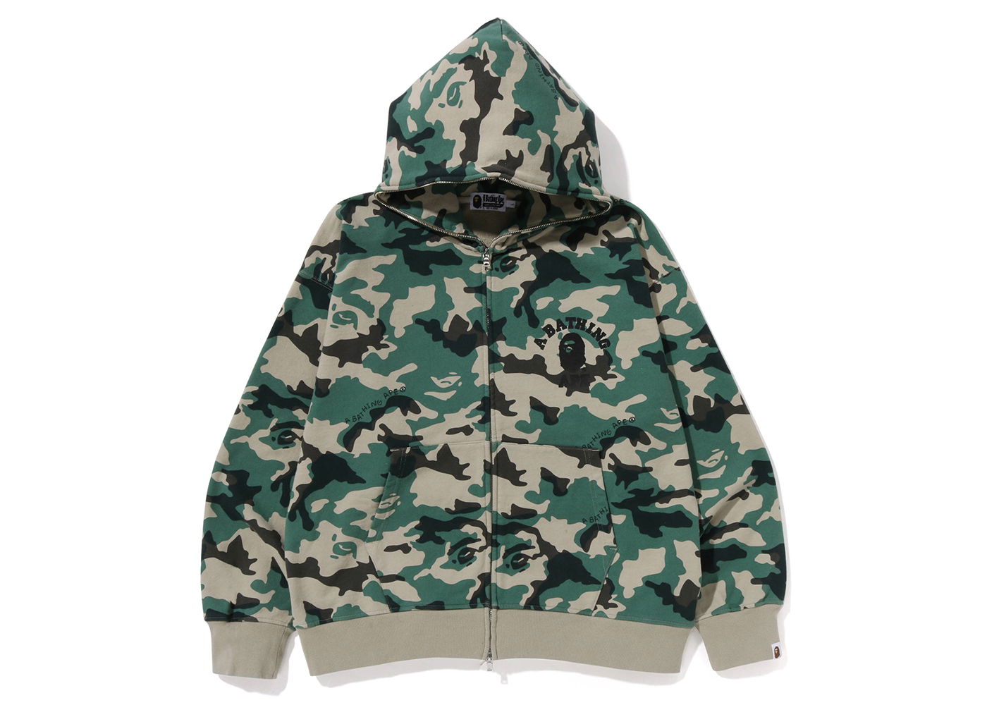 Sweatshirt BAPE Woodland Camo Loose Fit Full Zip Hoodie Grøn | 1J30-115-006, 0