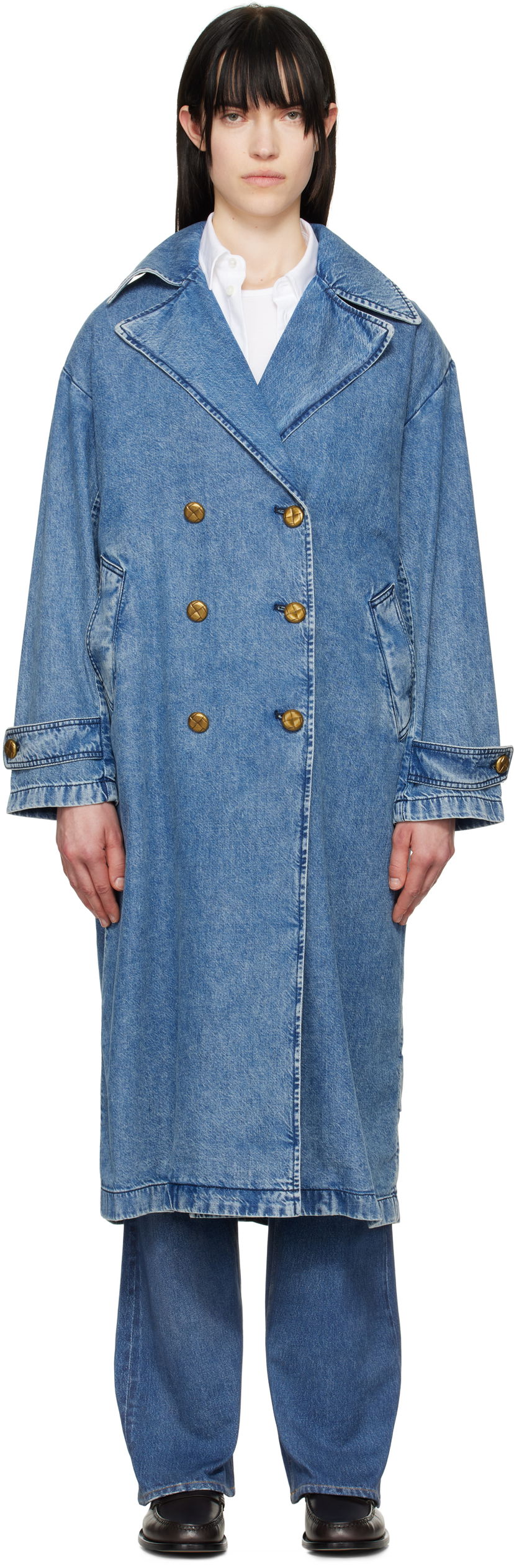 Trenchcoat rag & bone rag & bone Featherweight Alora Denim Trench Coat Blå | WDD25S1498FWBE