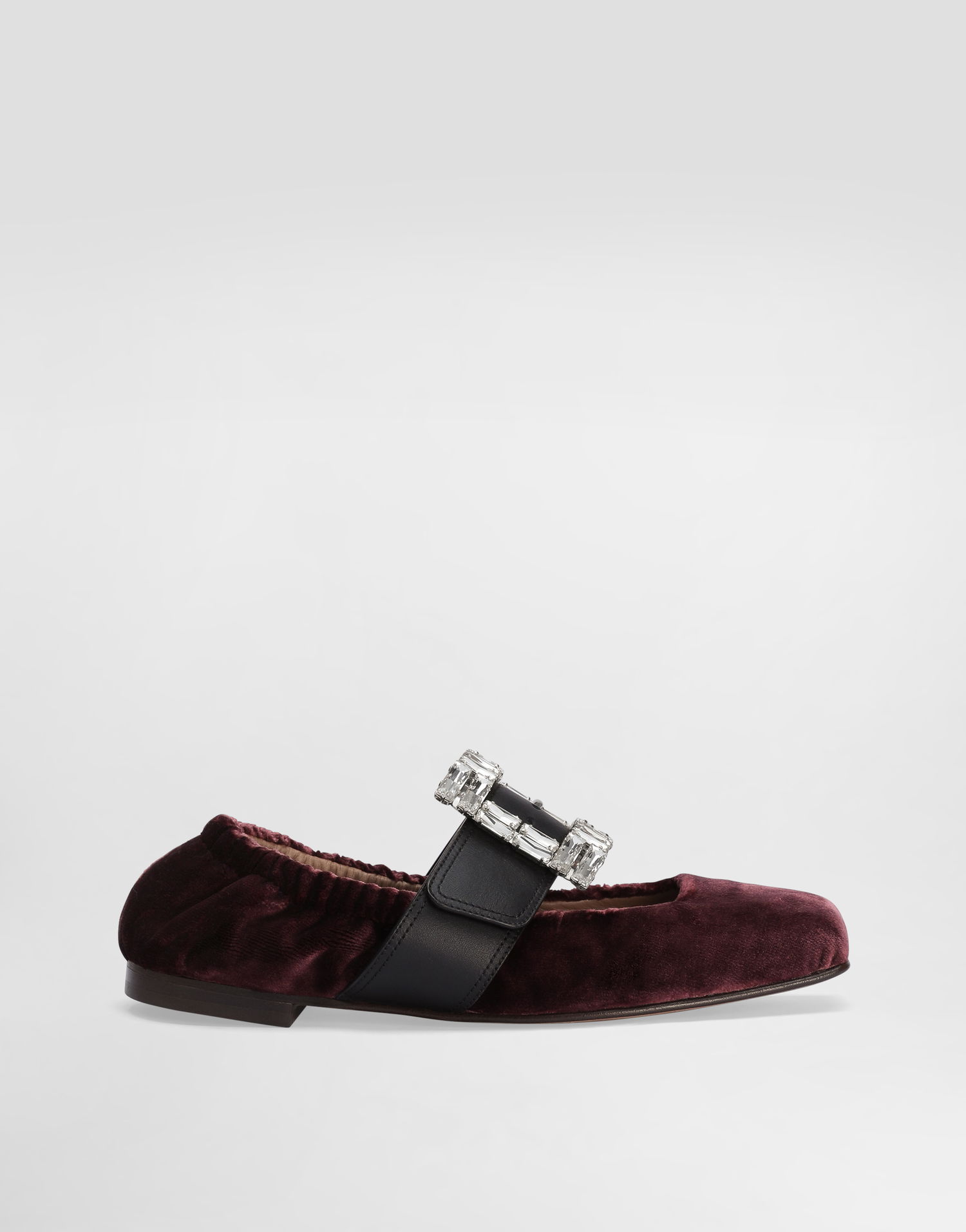 Tilbehør Dolce & Gabbana Dolce & Gabbana Velvet Ballet Flats with Jeweled Buckle Bourgogne | CB0249A65048S702, 0