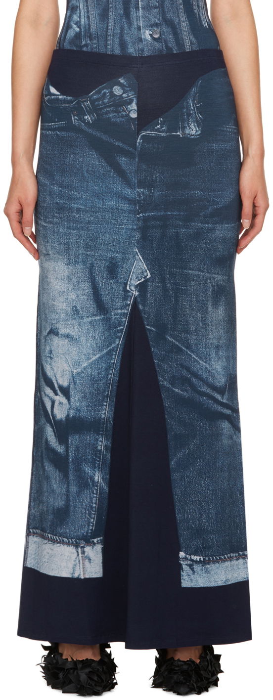 Nederdel Jean Paul Gaultier Gaultier Trompe L'œil Maxi Skirt Blå | 23/15-F-JU055-J530-5950