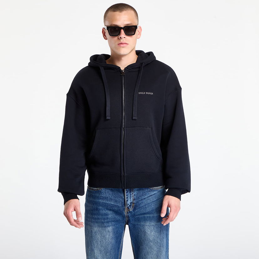 Sweatshirt DAILY PAPER Sweatshirt Boxy Zip Up Hoodie Black Sort | 2521072