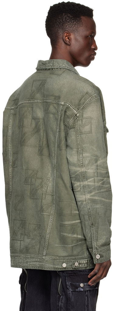 Jakke We11done We11done Jacquard Logo Denim Jacket Grøn | WD-DJ1-22-366-U-KK, 2