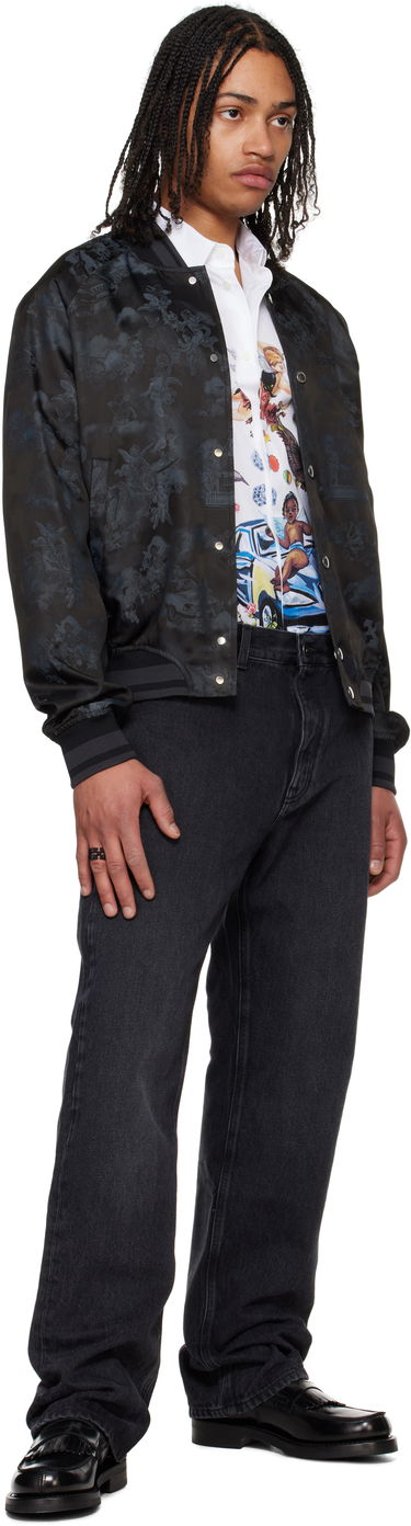 Bomberjakke Off-White Off-White Fresco Souvenir Varsity Bomber Jacket Sort | OMEH05AS25FAB0020210, 3