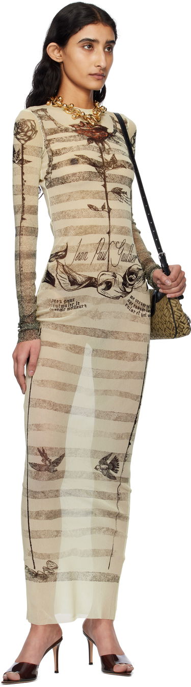 Kjole Jean Paul Gaultier Jean Paul Gaultier Tattoo Marinière Maxi Dress Beige | 25/34-F-RO396-T585-030030, 4