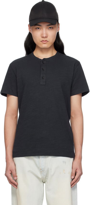 T-shirt rag & bone Rag & Bone Classic Cotton Henley T-Shirt Sort | M000T906G, 0