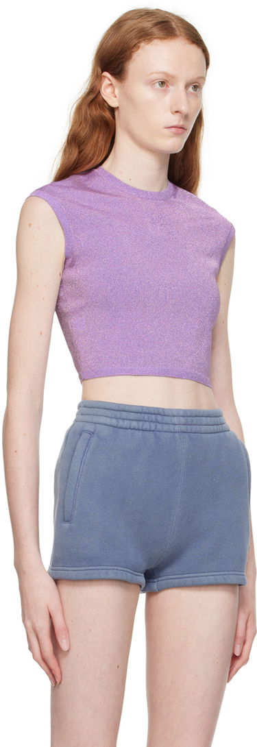 T-shirt Alexander Wang Purple Cropped T-Shirt Lilla | 4KC3231018, 1