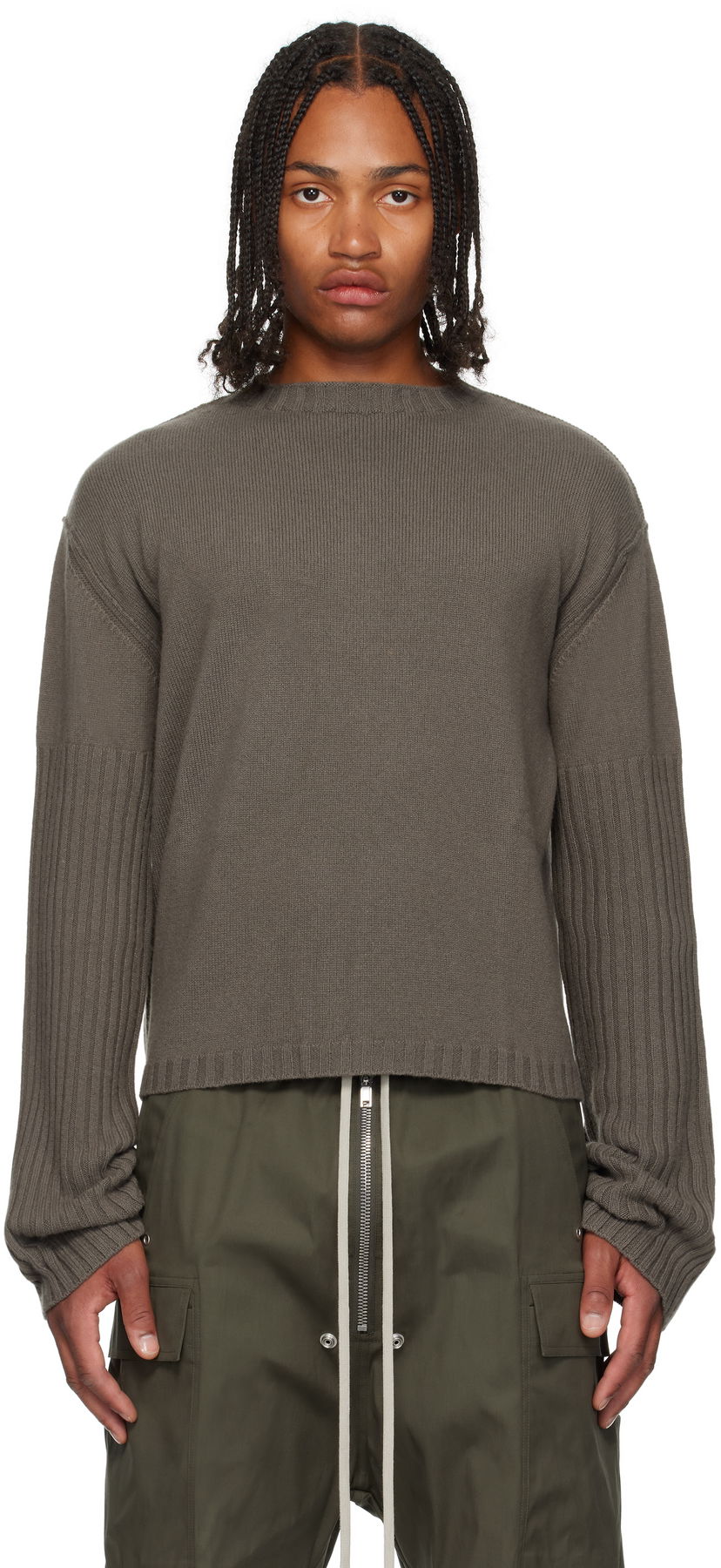 Sweater Rick Owens Rick Owens Gray Concordians Round Neck Sweater Grå | RU02E1665 KLWS
