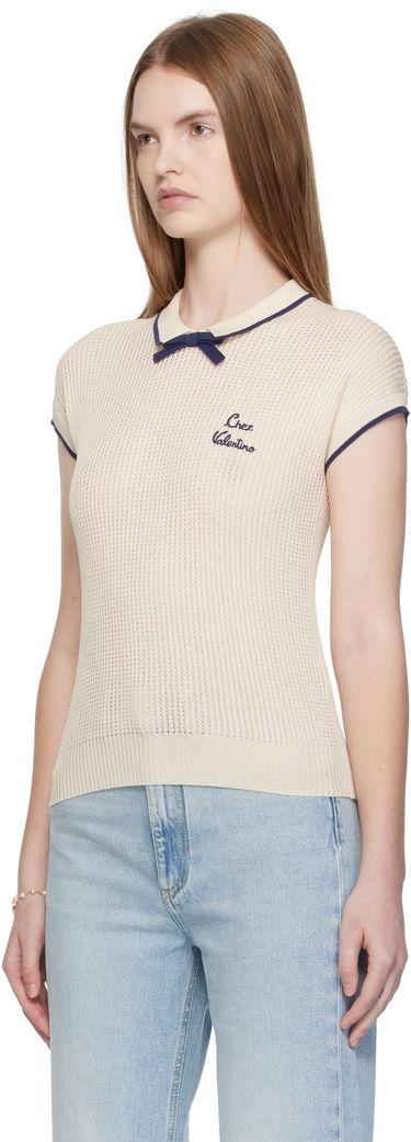 T-shirts og tank tops Valentino Valentino Cotton Knit Top Beige | 7B3KC66T9JV, 3