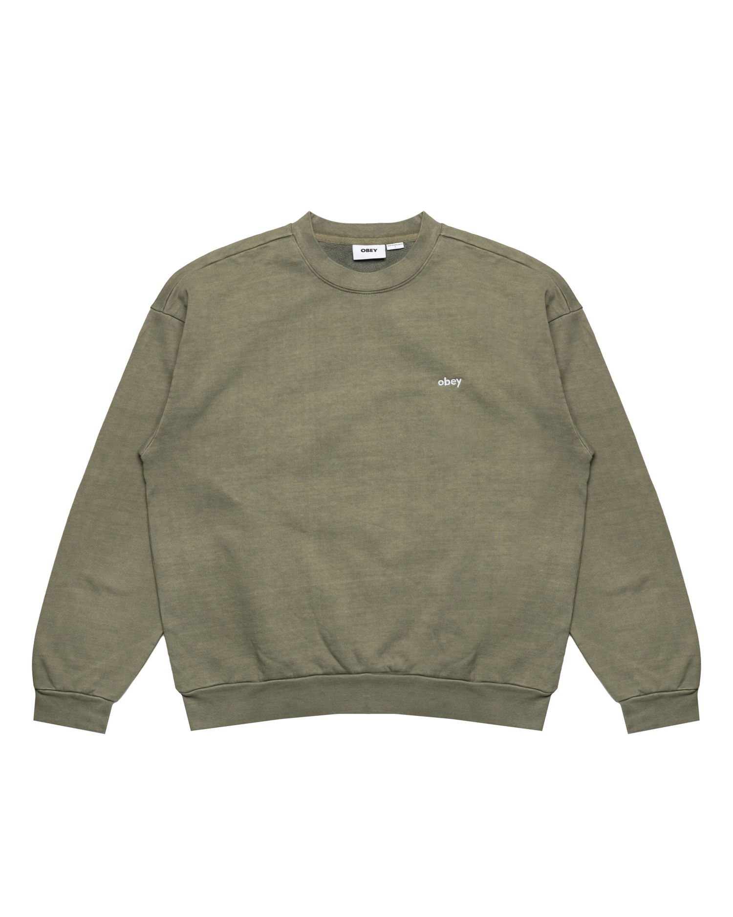 Sweatshirt OBEY Lowercase Pigment Dyed Crewneck Sweatshirt Grøn | 112480138-DLN, 0