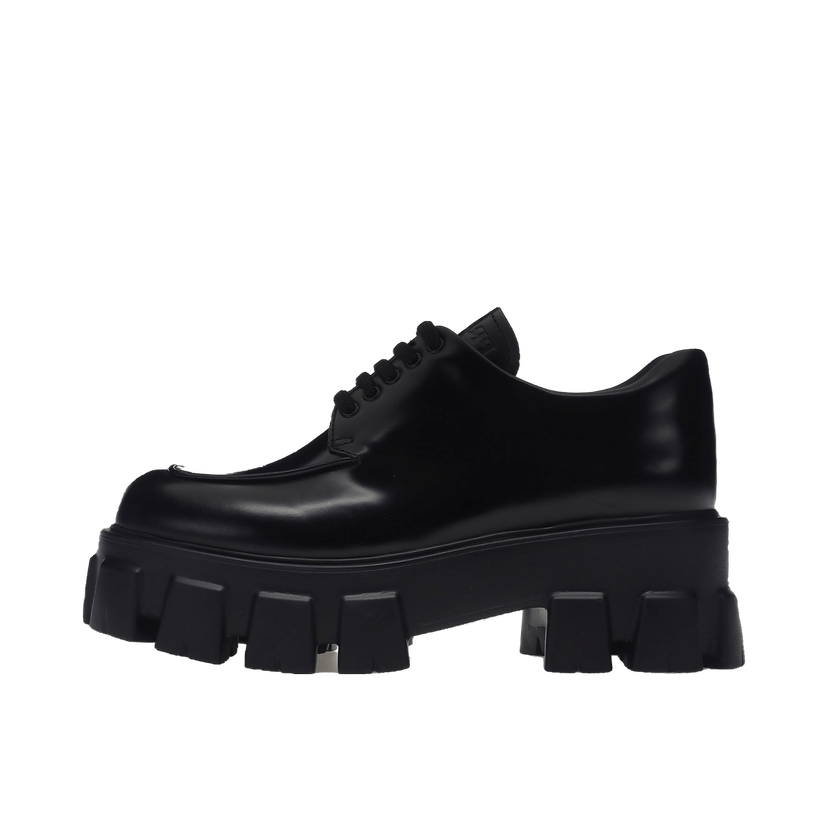 Sneakers og sko Prada Monolith 55mm Lace Up Loafer Black Brushed Leather Sort | 1E708L_B4L_F0002_F_B055
