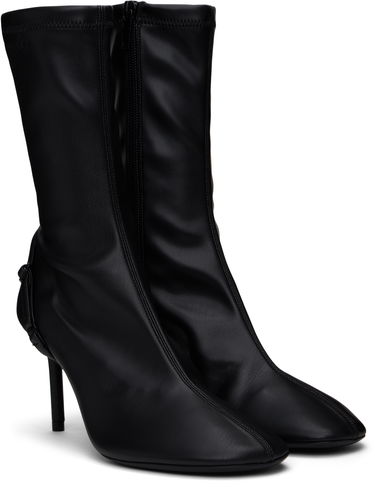 Sneakers og sko Courrèges Stretch Faux Leather Ankle Boots with Oblique Detail Sort | 424SAB030PL0128, 3