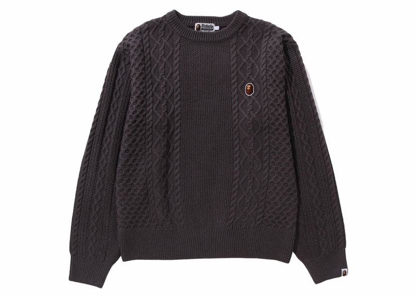 Sweater BAPE BAPE Ape Head One Point Knit Sweater Gray Grå | 1J80-120-004