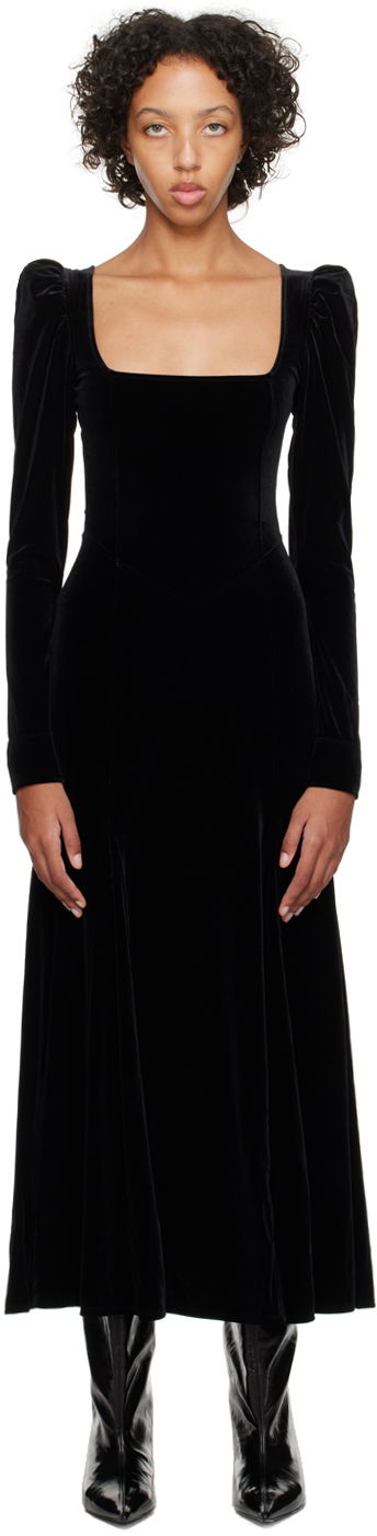 Kjole GANNI Puff Sleeve Maxi Dress Sort | T3701, 0