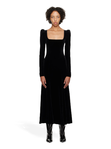 Kjole GANNI Puff Sleeve Maxi Dress Sort | T3701