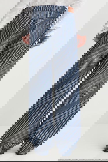 Jeans KENZO Kenzo Diagonal Stripe Turn Up Wide Fit Jeans Blå | FF65DP4216Z1, 2