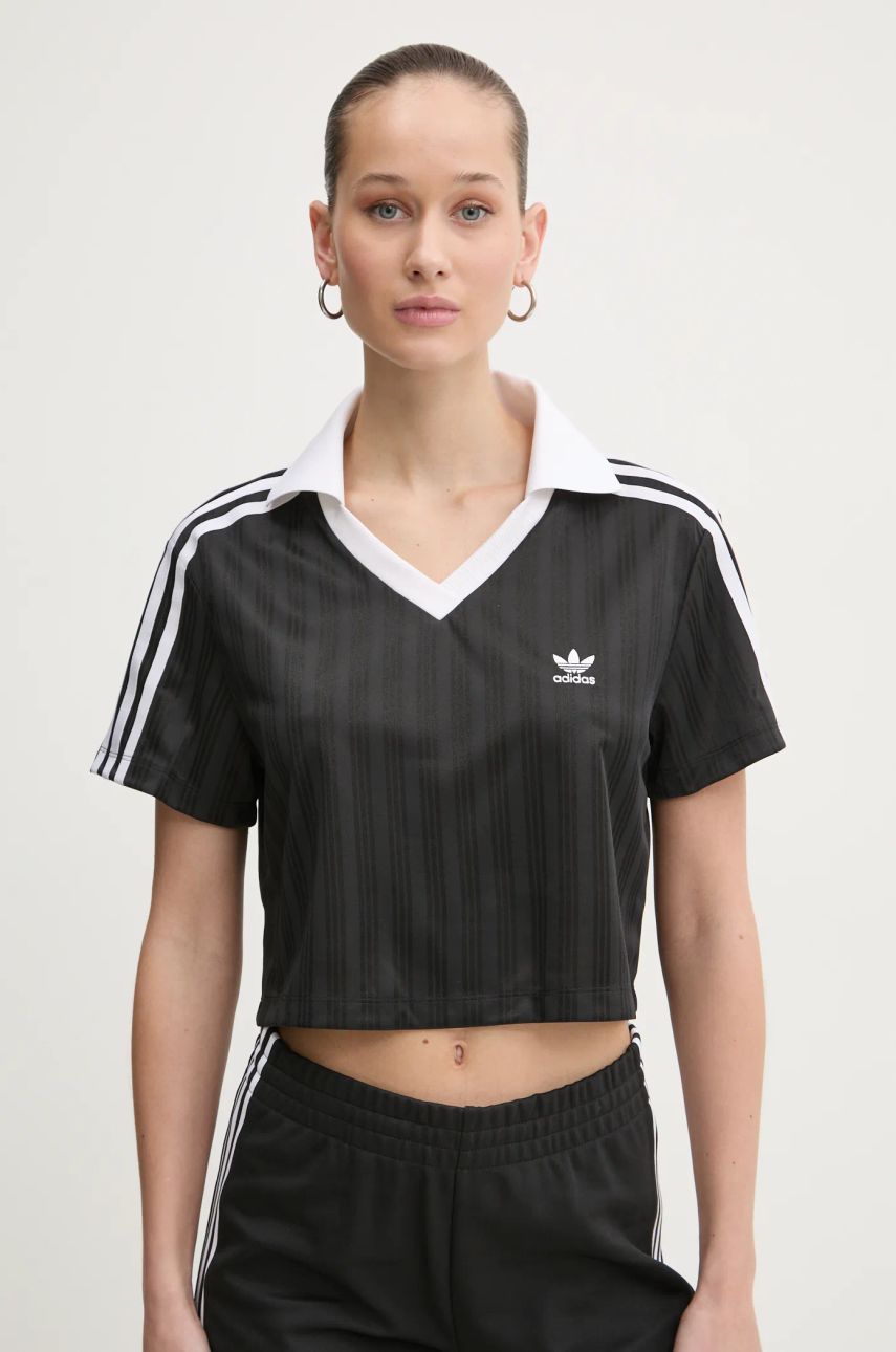 Crop top adidas Originals Cropped Collared T-Shirt Sort | JD2606, 0
