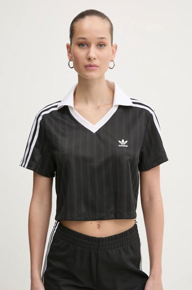 Crop top adidas Originals Cropped Collared T-Shirt Sort | JD2606, 0