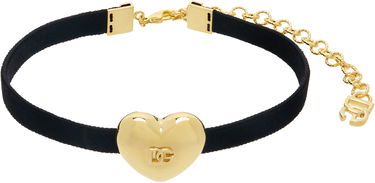 Halskæde Dolce & Gabbana DG Logo Heart Velvet Choker Sort | WNQ8S1 W1111, 0
