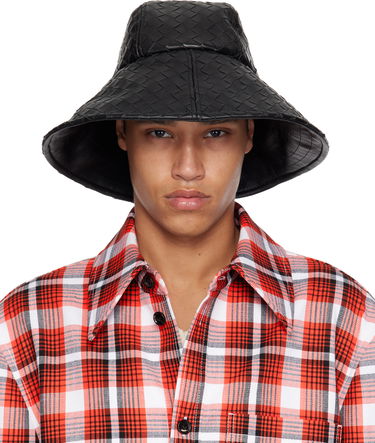 Hat Bottega Veneta Bottega Veneta Intrecciato Leather Bucket Hat Sort | 821608V2JG01000, 0