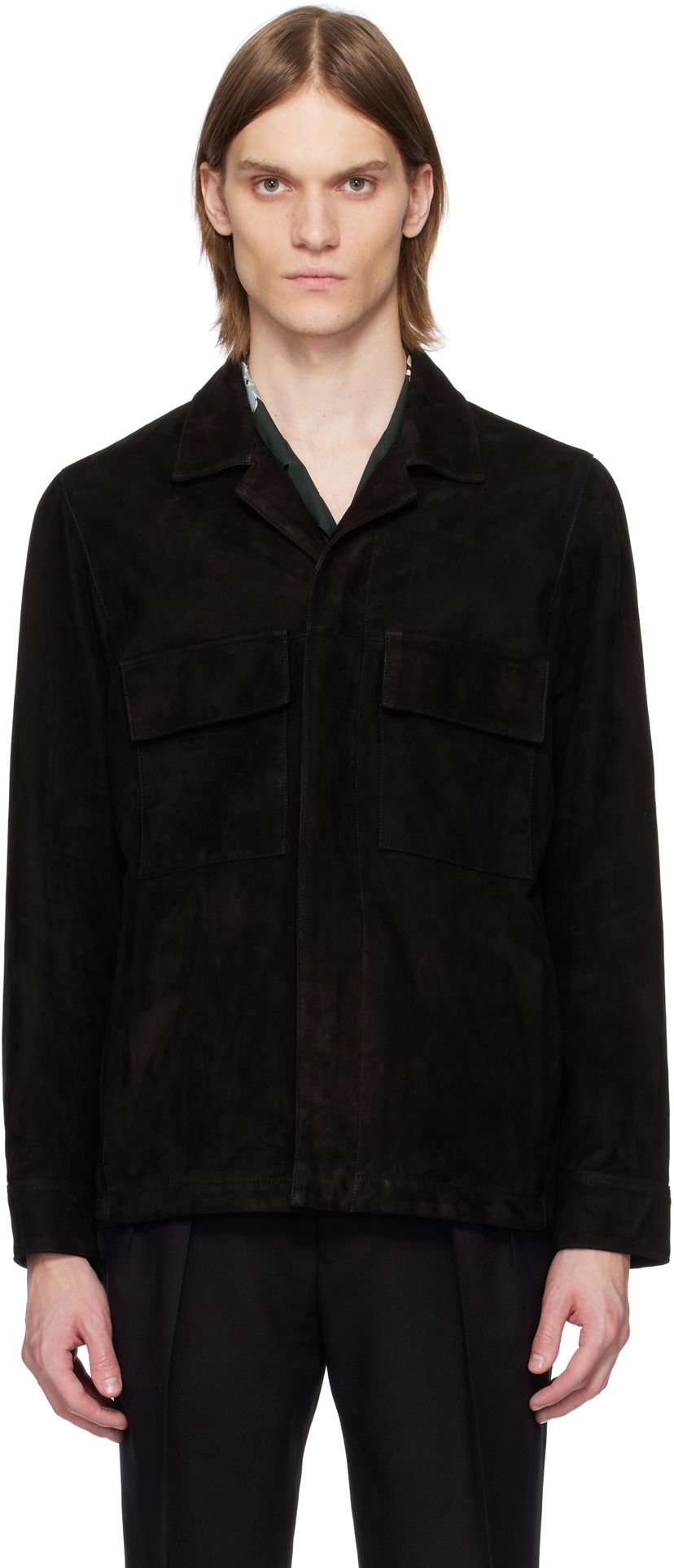 Jakke Paul Smith Paul Smith Casual-Fit Suede Jacket Sort | M1R-147Z-P00040-79