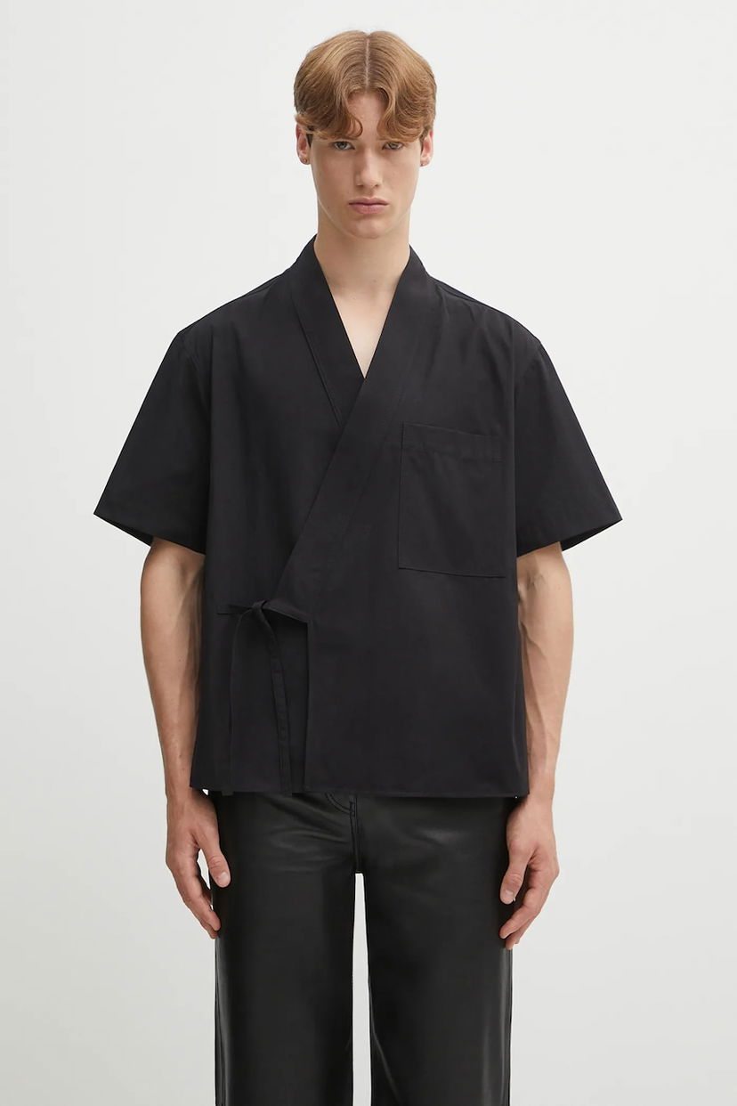 Skjorte KENZO Short Sleeve Kimono Shirt - Relaxed Fit Sort | FF65CH1269LP