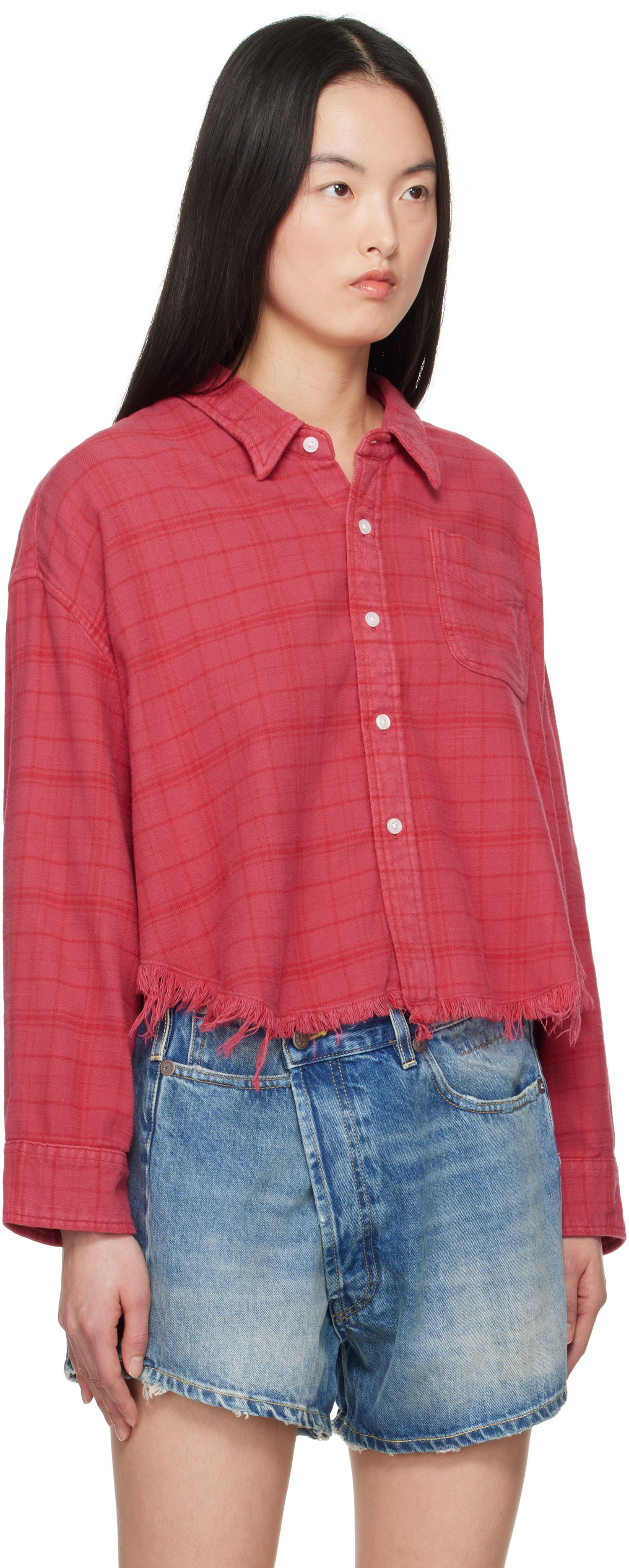 Skjorte R13 R13 Drop Neck Cropped Shirt Rød | R13WR150-R505B, 1