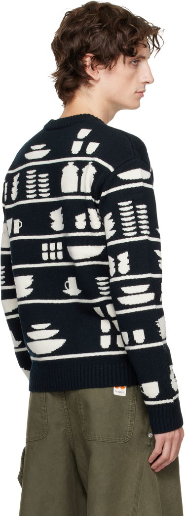 Sweater JW Anderson Crockery Jacquard Sweater Mørkeblå | KW1431-YN0379, 2
