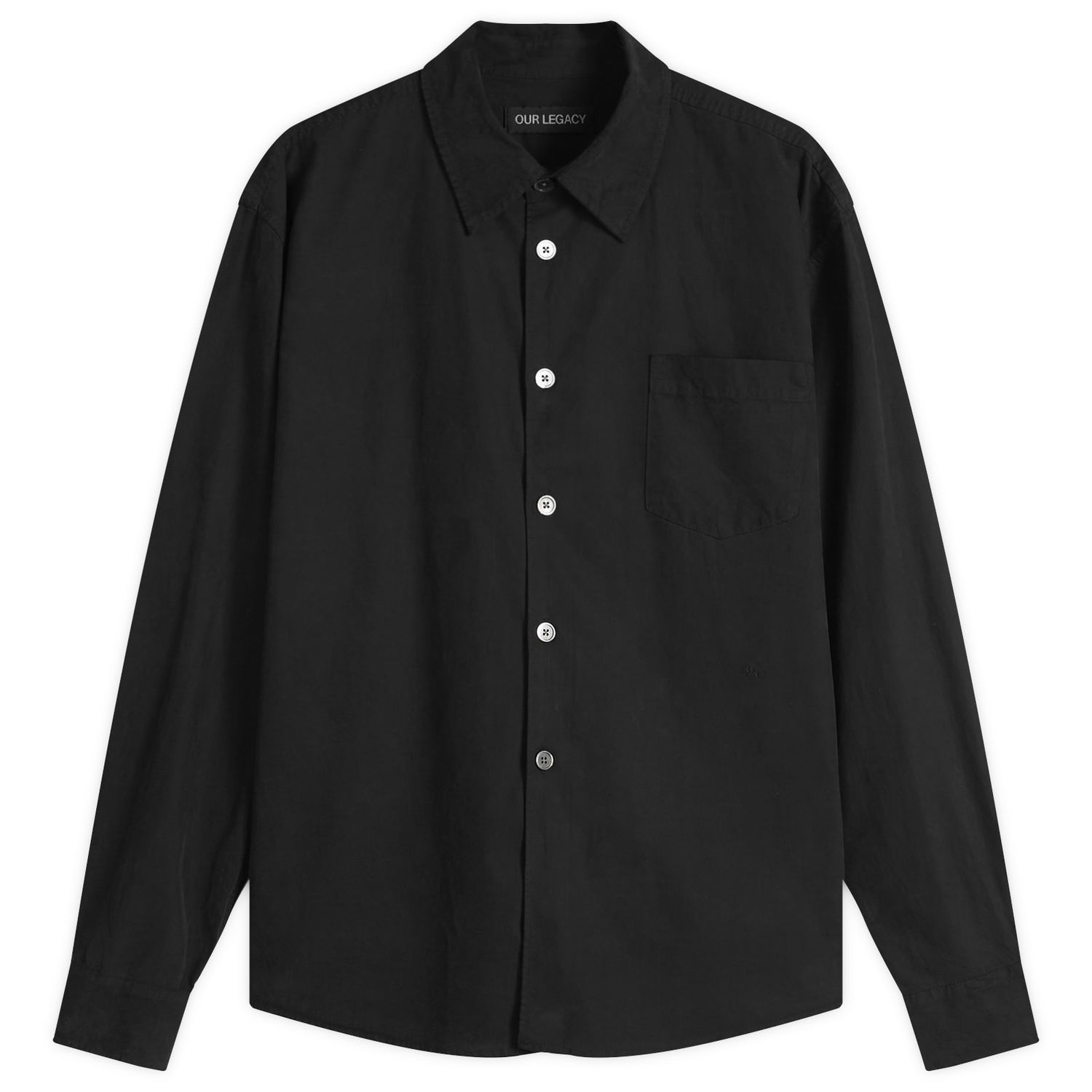Skjorte OUR LEGACY Our Legacy Beyond Casual Liquid Poplin Shirt, Size 46 Sort | M4252BBC, 1