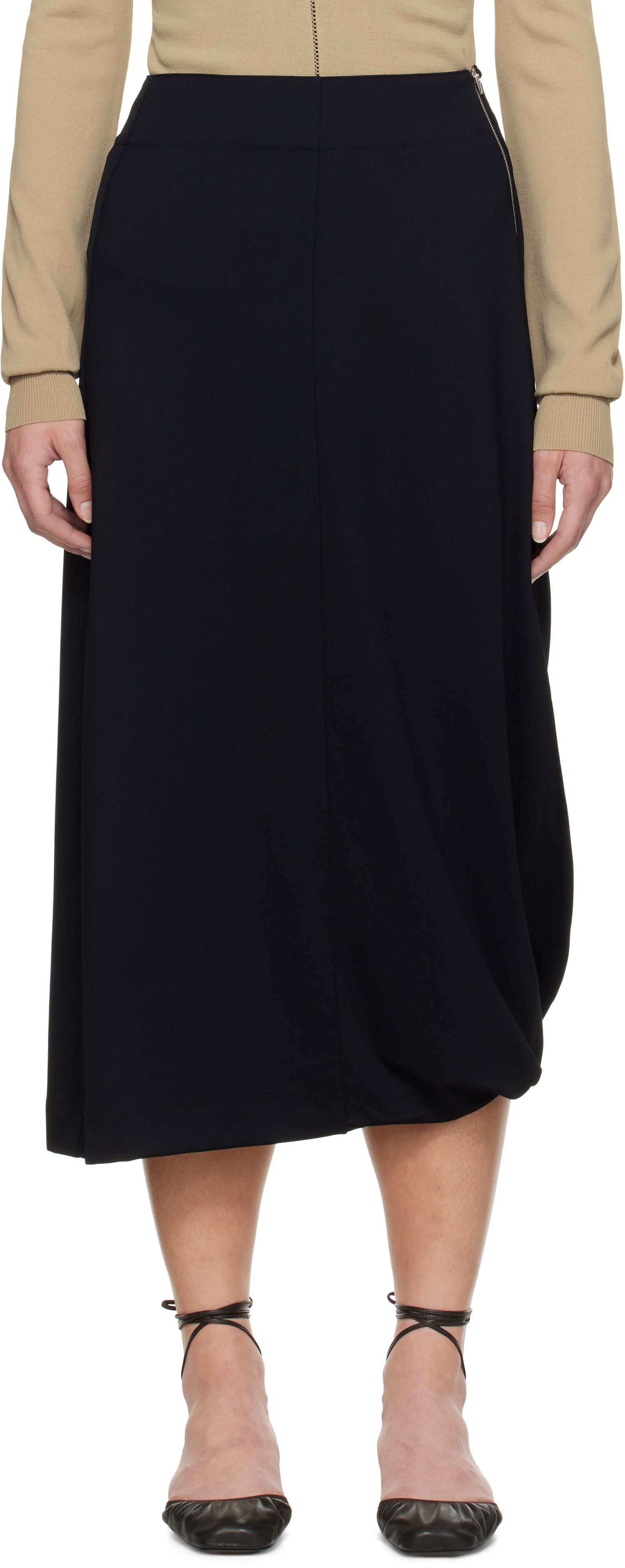 Nederdel LEMAIRE Lemaire Twisted Hem Midi Skirt Sort | SK1047 LJ1034, 0
