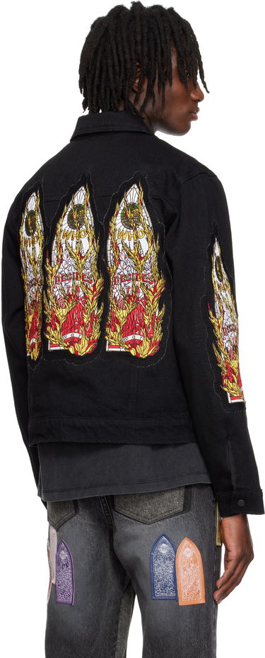 Bomberjakke Who Decides War Who Decides War Flame Glass Trucker Jacket Sort | 1131280002SS25, 2