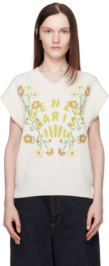 Sweater KENZO Jungle Flower Knit Vest Hvid | FF52PU4943CN, 0