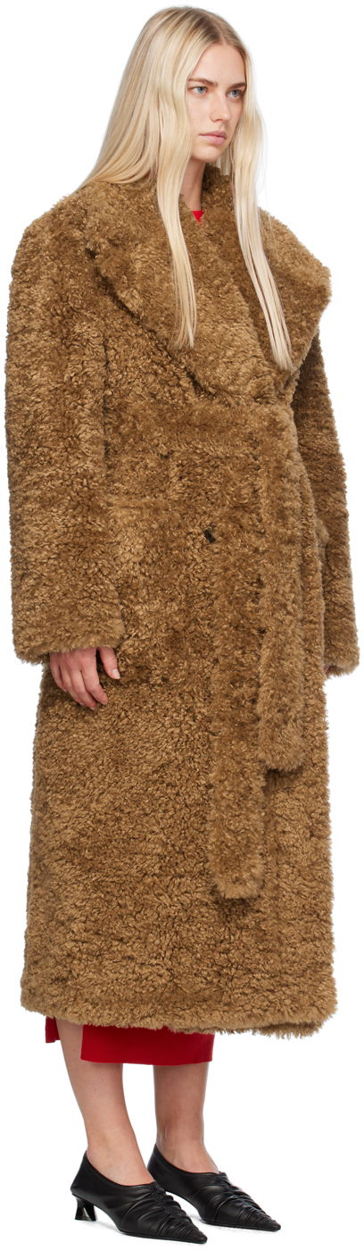 Frakker Stella McCartney Stella McCartney Belted Plush Teddy Faux-Shearling Coat Brun | 6600883EU901, 1