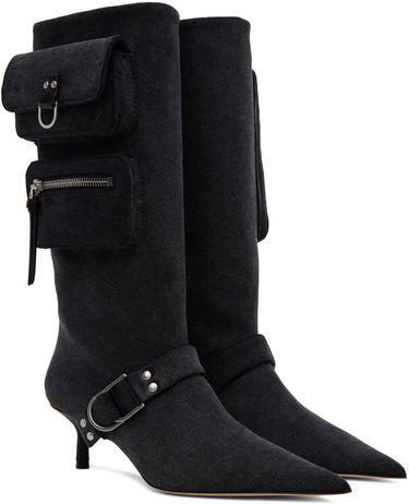 Tøj Blumarine Blumarine Jeanne Denim Kitten Heel Boots Sort | 6F3525TX02994013, 3