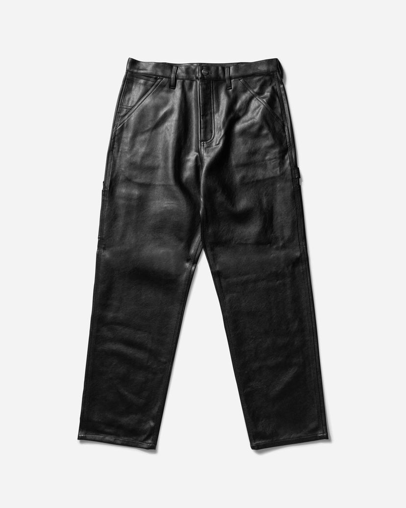 Cargo bukser Carhartt WIP Single Knee Leather Pants Sort | I034446 89XX