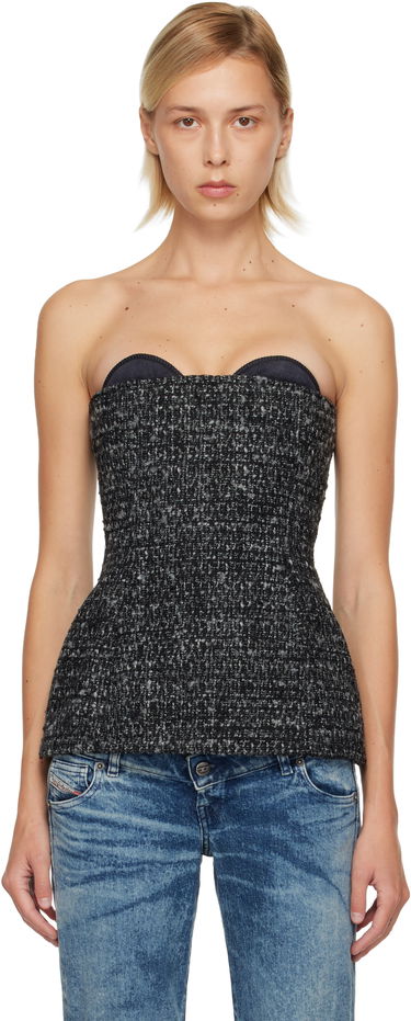 Crop top Diesel T-Orset Tweed Strapless Bustier Top Grå | A20623 0EPCS, 0