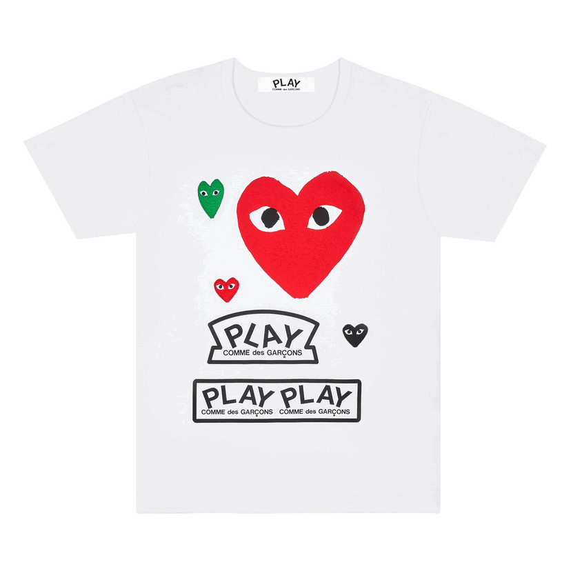 T-shirt Comme des Garçons PLAY Multi Logo Short-Sleeve T-Shirt Hvid | AZ T280 051 1